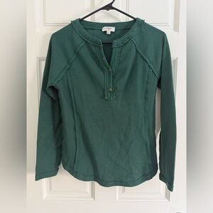 Umgee Deep Green Ribbed Long Sleeve Top